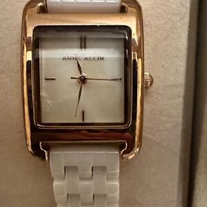 Anne Klein Gold-Tone Watch with White Band
